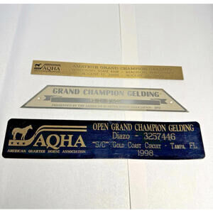 Vintage AQHA Trophy Nameplates Lot of 3 Grand Champion Gelding Awards Plaques